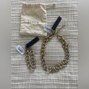 NWT J Crew Gold Tone & Faux Diamond Look Bracelet And Necklace Set Pretty